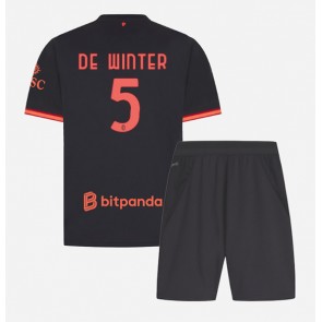 AC Milan Koni De Winter #5 Tredjetrøje Børn 2026-27 Kortærmet (+ Korte bukser)